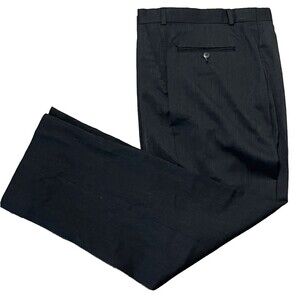 DKNY Pants Vintage 90s Black‎ 100% Wool Wide Leg Dress Suit Slacks Men 34 x 30